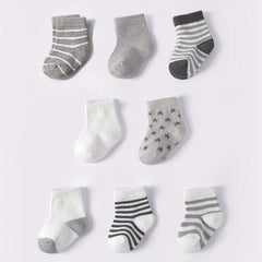 8 Pairs Infants & Toddlers Star & Stripe Socks Spring Autumn