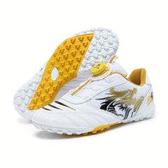 Boy's Solid Turf Football Boots with Rotating Buckle Outdoor Soccer Cleats