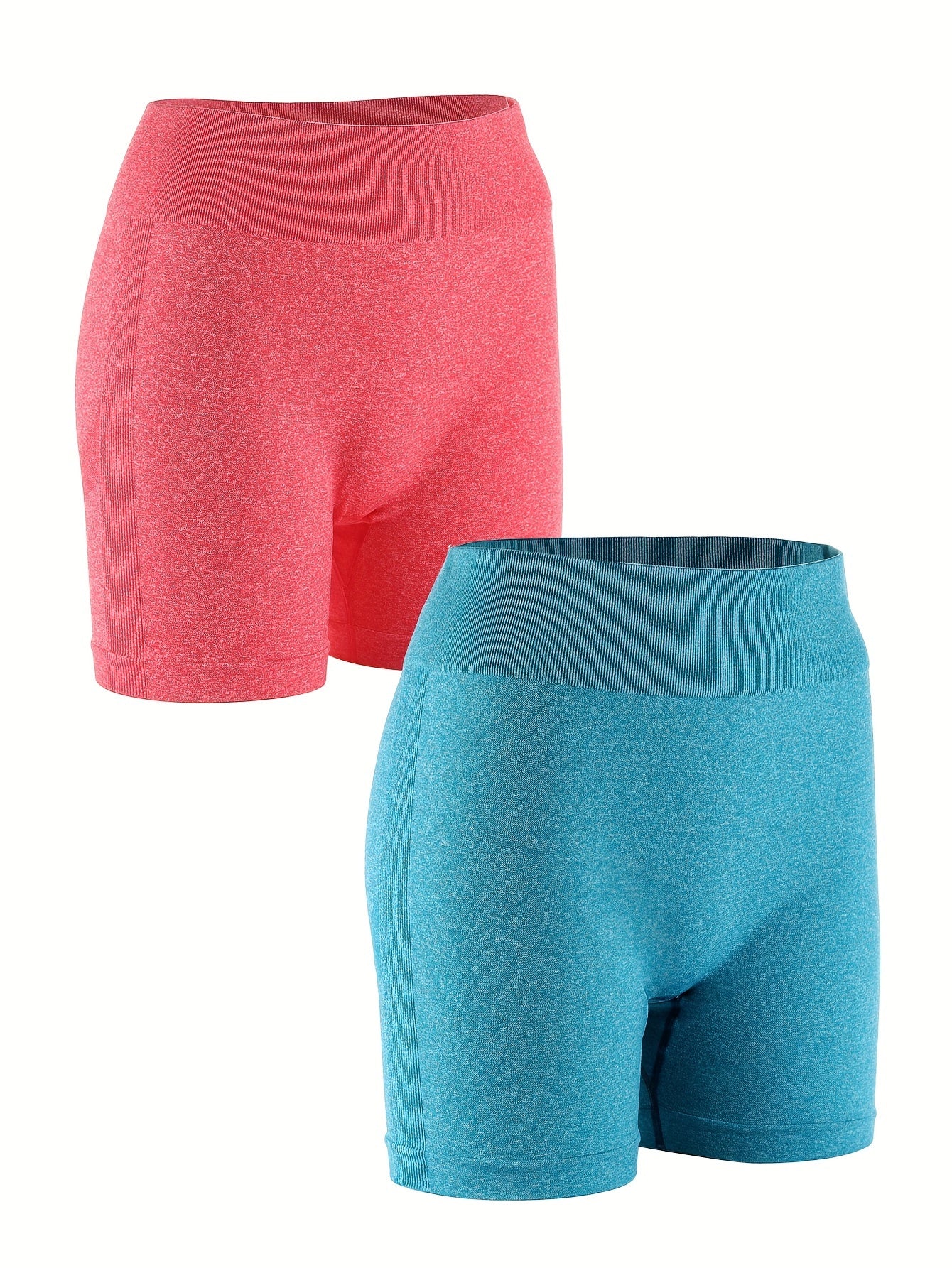 2 Pack Women's Plus Size High Waisted Sports Shorts Set