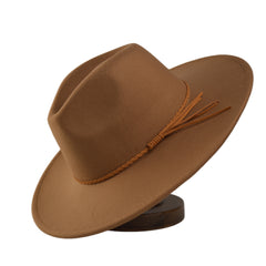 Western Mens Tweed Cowboy Hat Metal Buckle Autumn Winter Wool Retro Knight