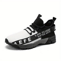 Men's Alphabets Graffiti Running Shoes Lightweight Mesh Sneakers
