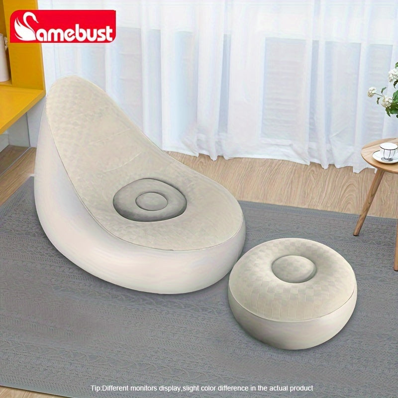 Inflatable Deck Chair With Ottoman Foldable Lounger Sofa
