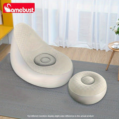 Inflatable Deck Chair With Ottoman Foldable Lounger Sofa