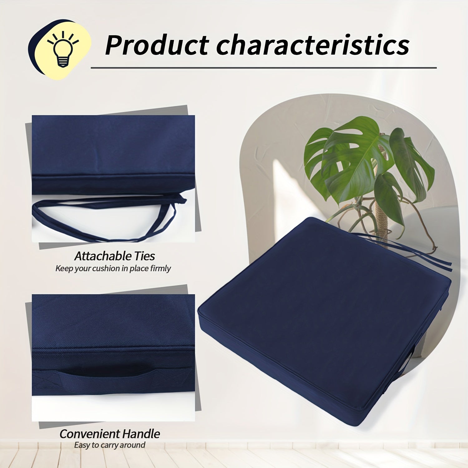 Waterproof Outdoor Furniture Seat Cushion 49x49x10 cm
