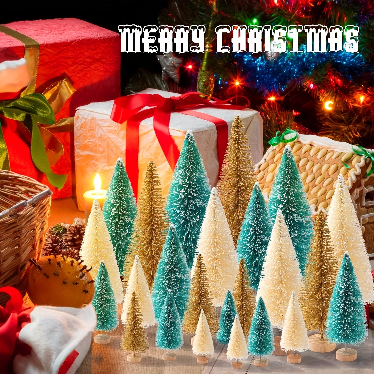 30 Mini Christmas Trees Bottle Brush Artificial Xmas Tree Holiday Decor