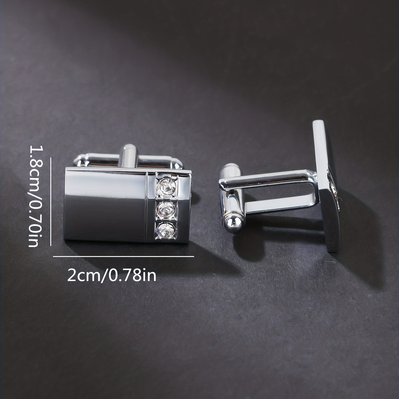 Men's Steel Curved Surface Three Diamond Cufflinks