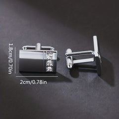 Men's Steel Curved Surface Three Diamond Cufflinks
