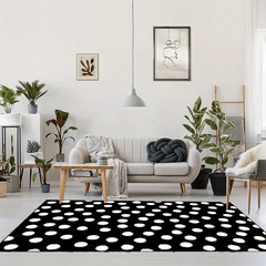 Faux Wool Dot Print Large Carpet Area Rug Non Slip Backing Machine Washable