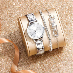 3pcs Small Fresh Alloy Children's Watch Rhinestone Jewelry Set