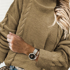 Cable Long Sleeve High Neck Jumper