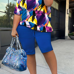 Colorblock Geometric Print 2 Piece Set
