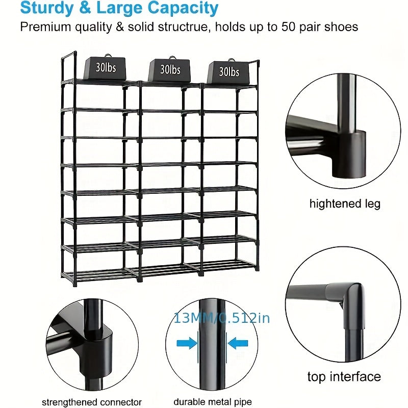 8 Layer Stackable Shoe Storage Rack, Detachable and Expandable