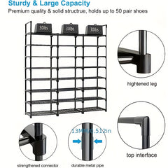 8 Layer Stackable Shoe Storage Rack, Detachable and Expandable