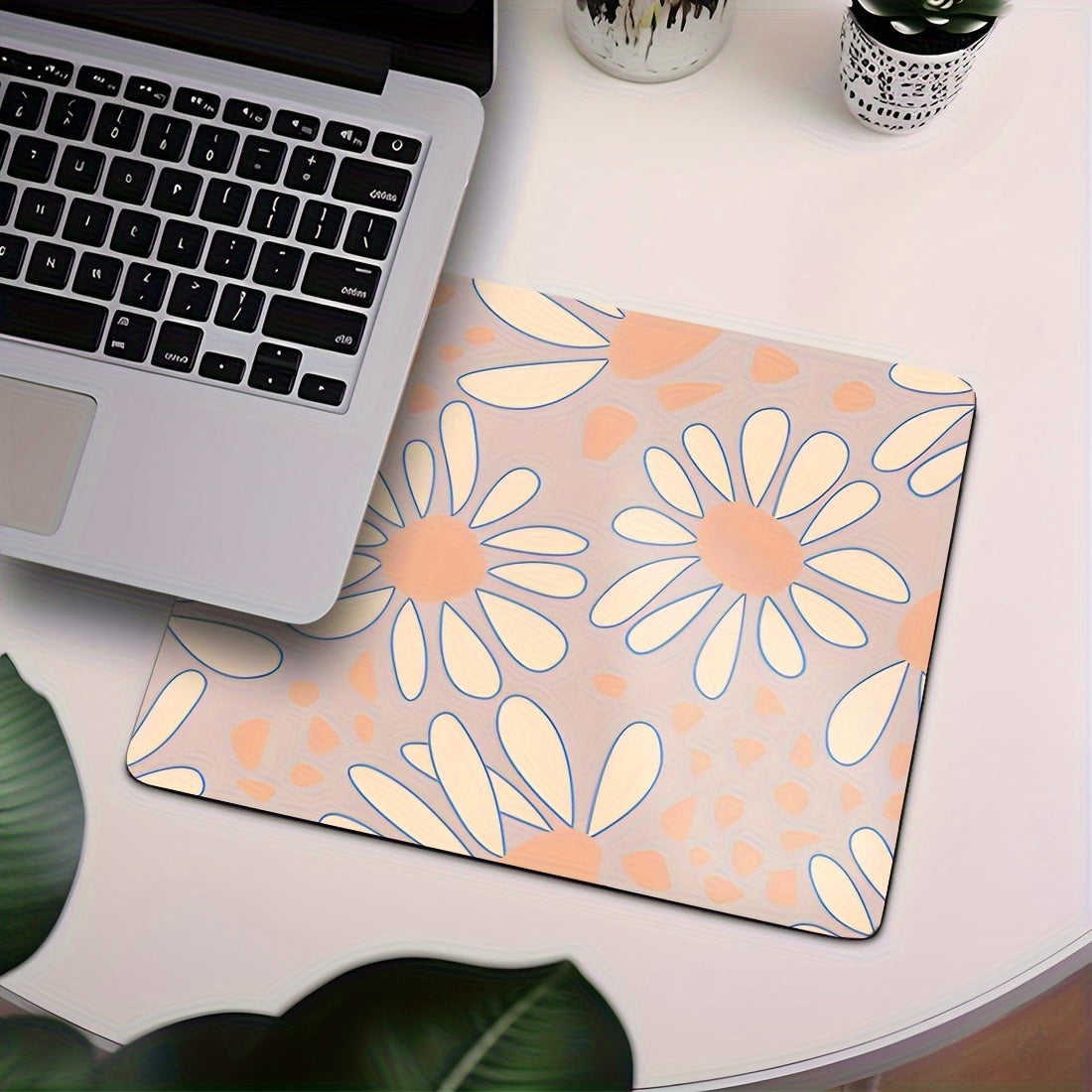 Pink Floral Small Desktop Mouse Pad Office Home Computer Accessories
