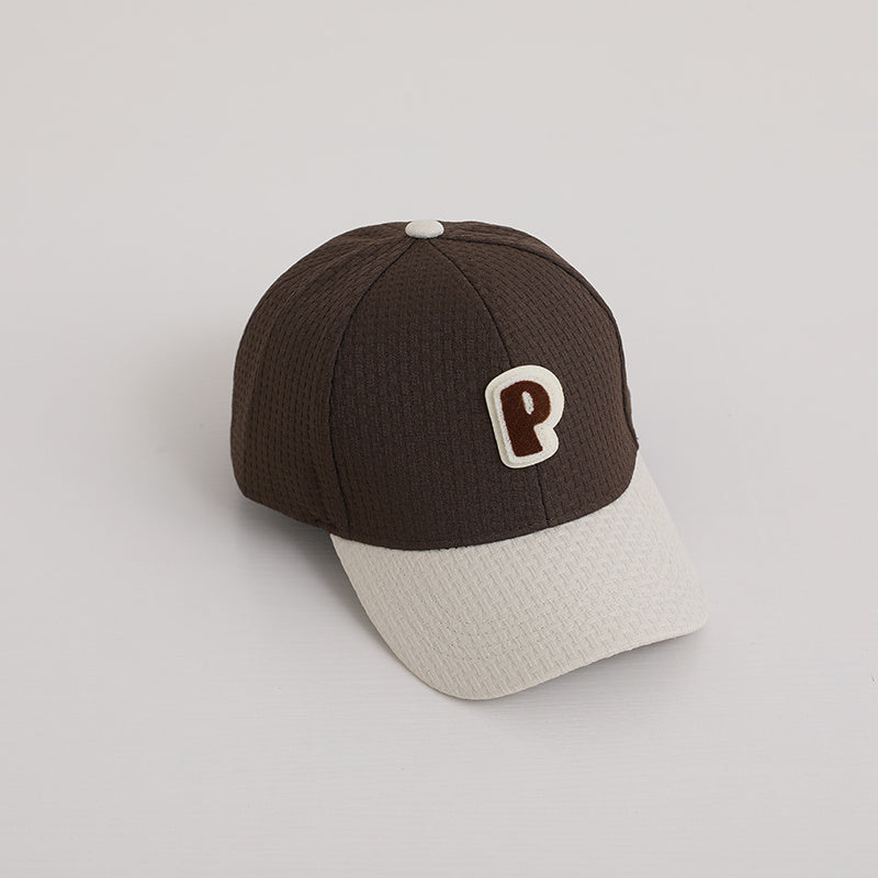 Kids Adjustable Casual Baseball Cap Sunshade with Letter P Embroidery