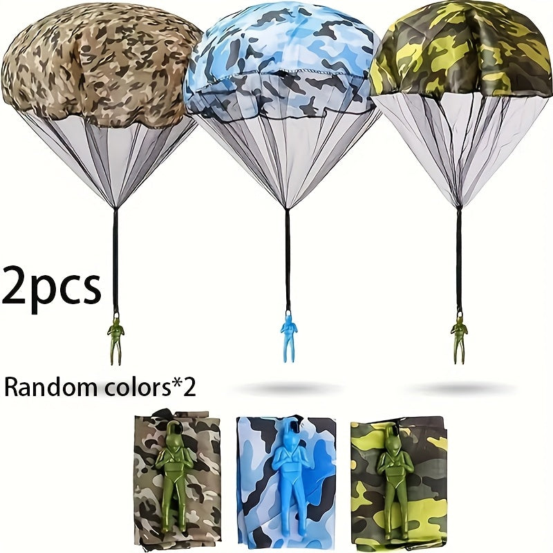 Green Toy Soldiers Action Fig Parachute Jump Outdoor Play