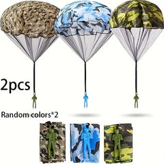 Green Toy Soldiers Action Fig Parachute Jump Outdoor Play
