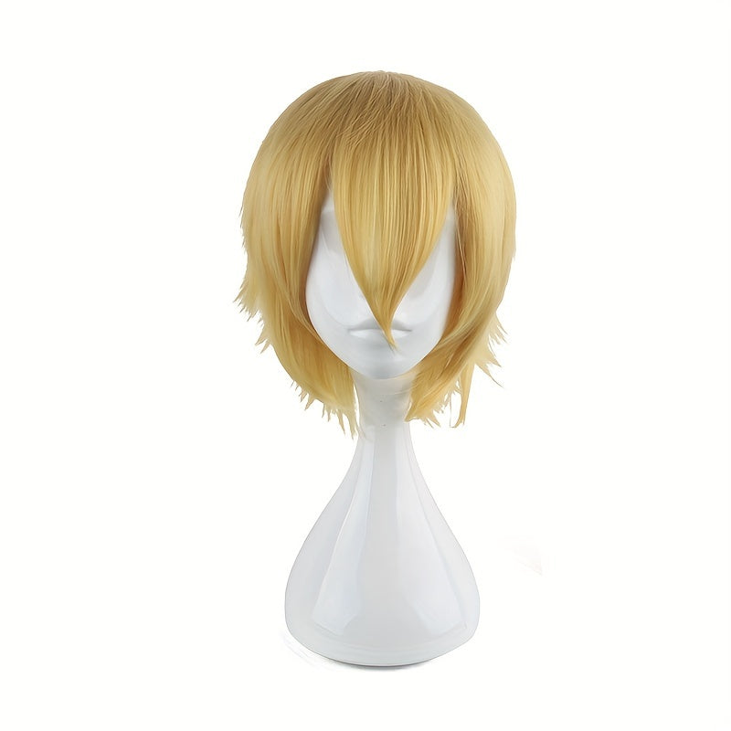 Men's 12 Inch Short Golden Anime Wig Cosplay Dress Up Chemical Fiber Wig