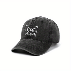 Cat Mom Baseball Cap Cotton Distressed Dad Hat for Women
