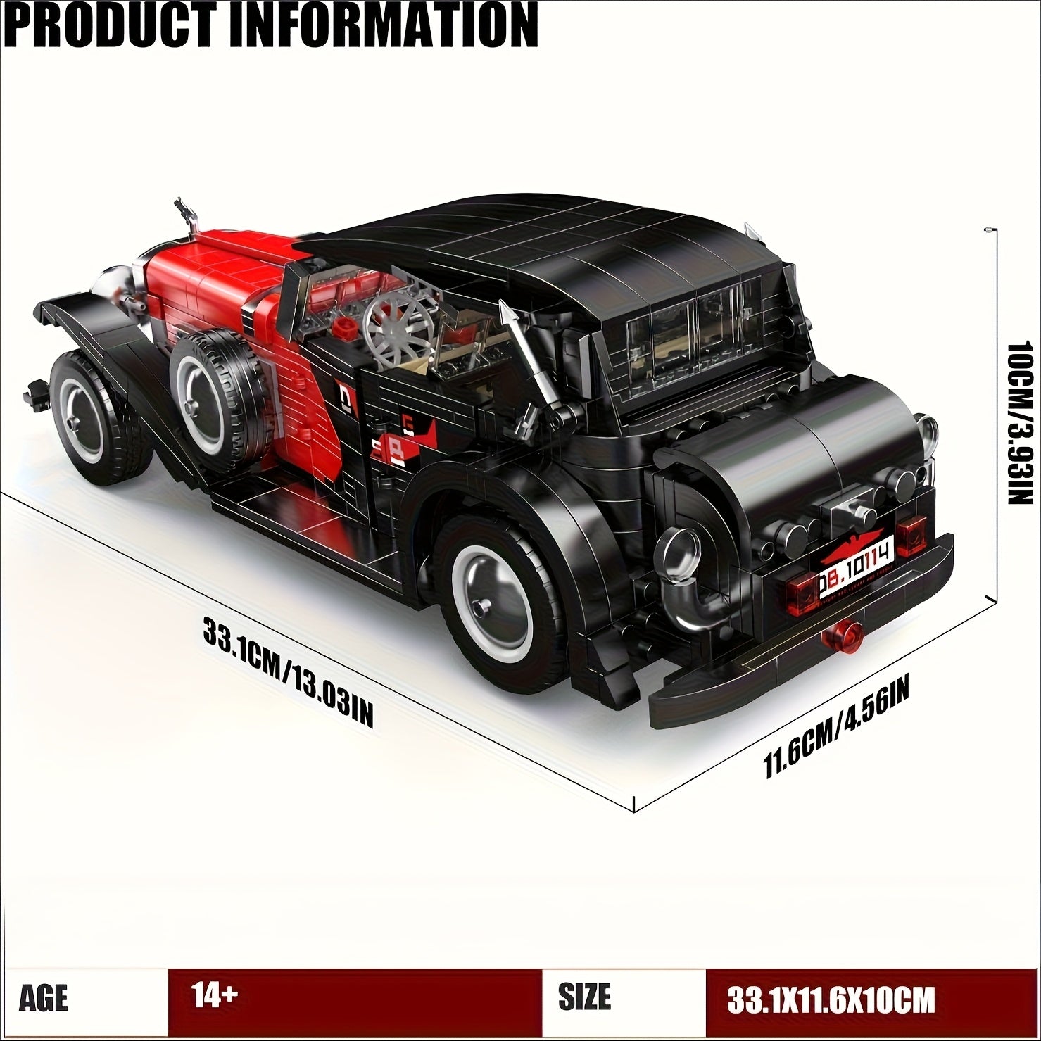 2000pcs Retro Sports Car Building Blocks Set High Detail Model Toy for Adults