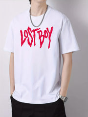Men's Lost Boy Print Slim Fit T shirt for Spring Summer