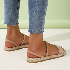 Women's Solid Slide Sandals Lightweight Open Toe Slip On Shoes