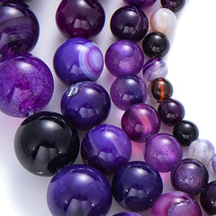 Purple Agates Round Beads 4-12mm Natural Stone Spacer Beads for DIY Bracelet