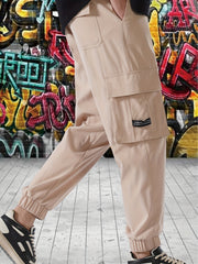 Cargo Pants Men Street Style Drawstring Tapered Pants