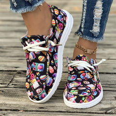 Easter Egg Print Canvas Sneakers for Women