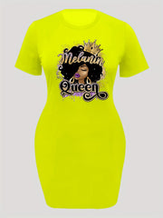 Women's Cartoon Figure Print Short Sleeve Dress