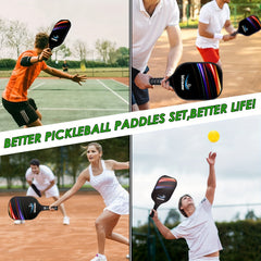 Pickleball Paddle Set with Paddles, Balls, Sweatbands, and Ball Pickers