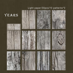30 Sheets Vintage Scrapbooking Paper Wood Grain Series Retro Deco Paper
