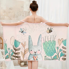 Cartoon Animal Pattern Bath Towel - Microfiber Bath Skirt for Adults