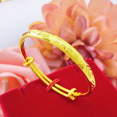 Kids Baby Plated Bangle Blessing Meaningful Chinese Characters Copper Bracelet