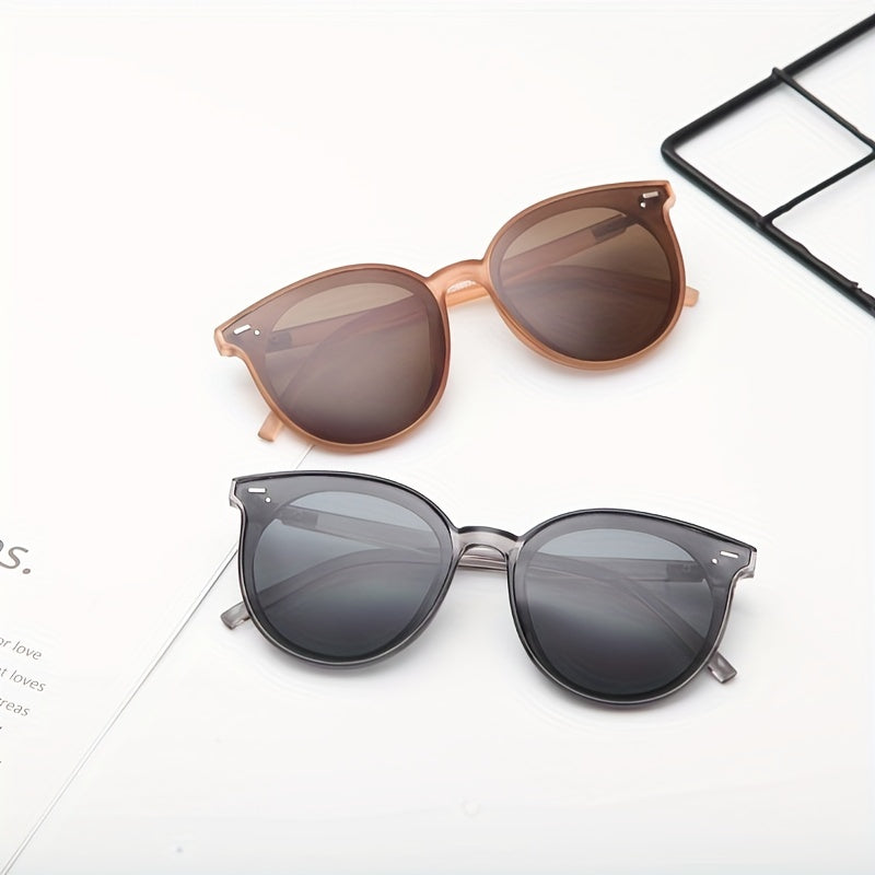Round Polarized Sunglasses Rivet Decor UV400
