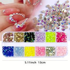 Nail Art Rhinestones Kit Tweezers Pen Glue 24 Colors Round Nail Rhinestones