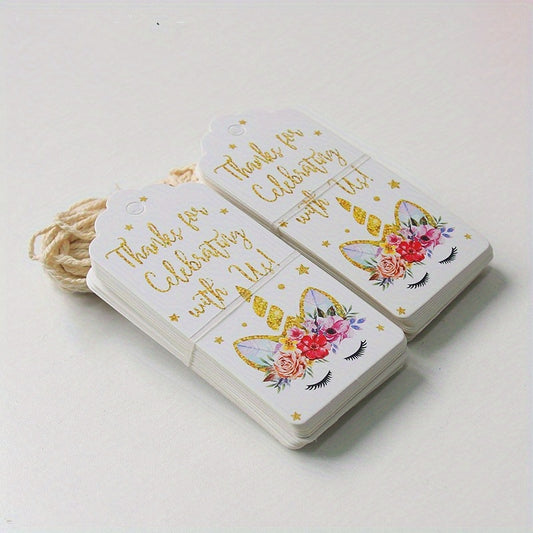 50pcs Unicorn Paper Tags for Birthday Gift Wrapping & Theme Parties