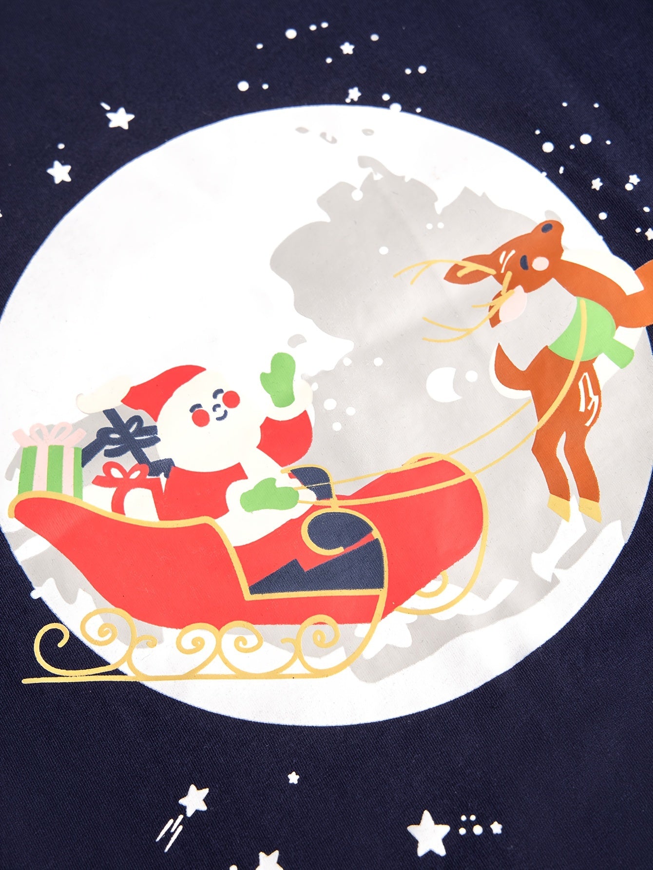 Christmas Sleigh Print Boy's Xmas T shirt Kids Long Striped Sleeve