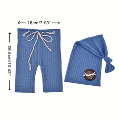 Newborn Knot Button Hat & Pants Set for Photography Props