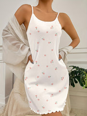Floral Print Pajama Dress Spaghetti Straps Nightdress