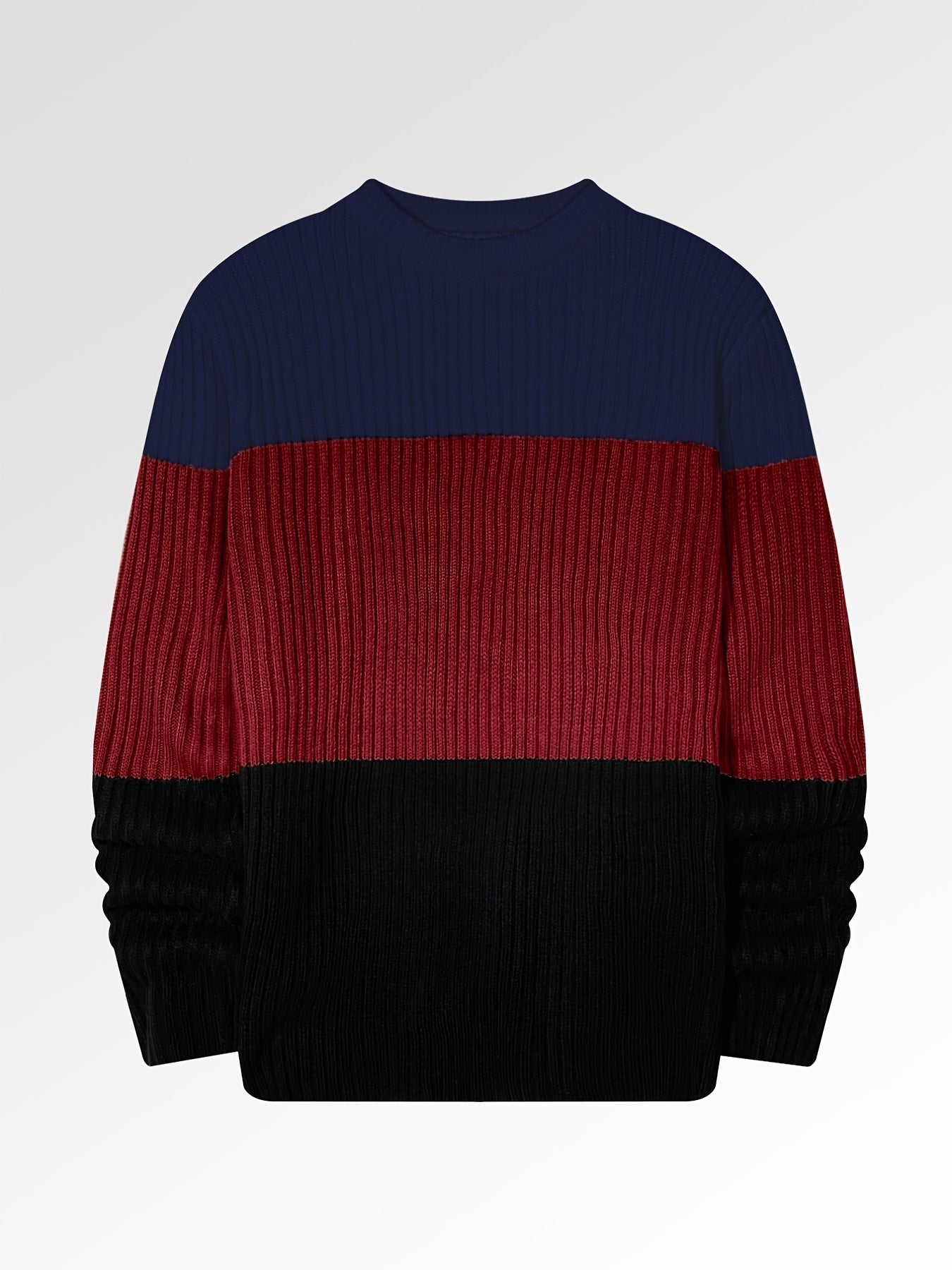 Men's Block Crew Neck Pullover Knit Sweater Top