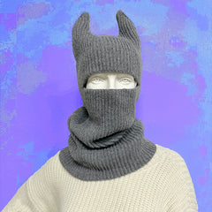 Monster Horn Balaclava Solid Ski Mask Elastic Knitted Mask Unisex Warm Knit Hat