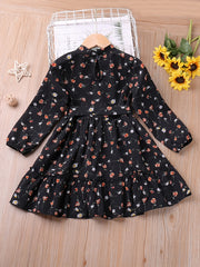 Floral Print Long Sleeve Dress for Girls