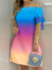 Off Shoulder Backless Mini Dress for Summer