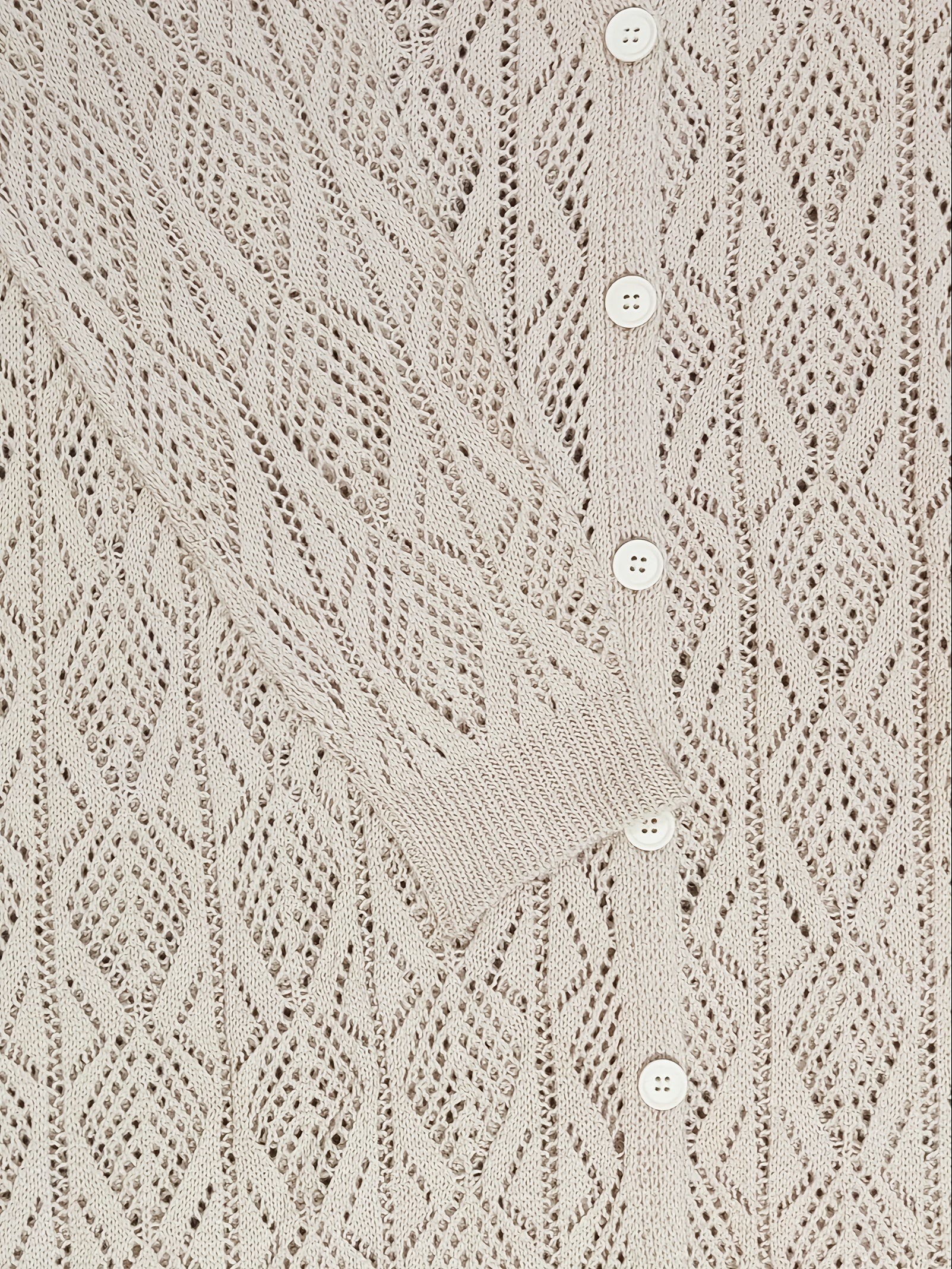 Solid Pointelle Knitted Cardigan