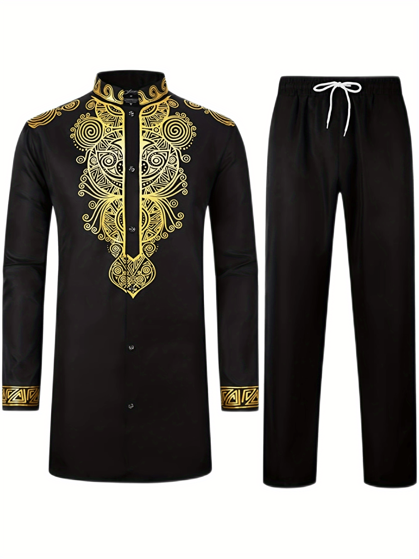 Men's African Dashiki Suit Shirt Pants Set Formal Party Outfit