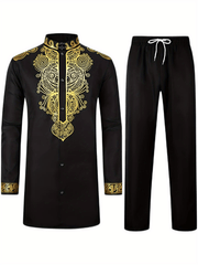 Men's African Dashiki Suit Shirt Pants Set Formal Party Outfit