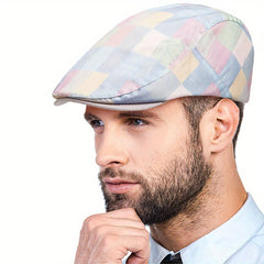Plaid Style Newsboy Hat Men's Casual Painter Hat