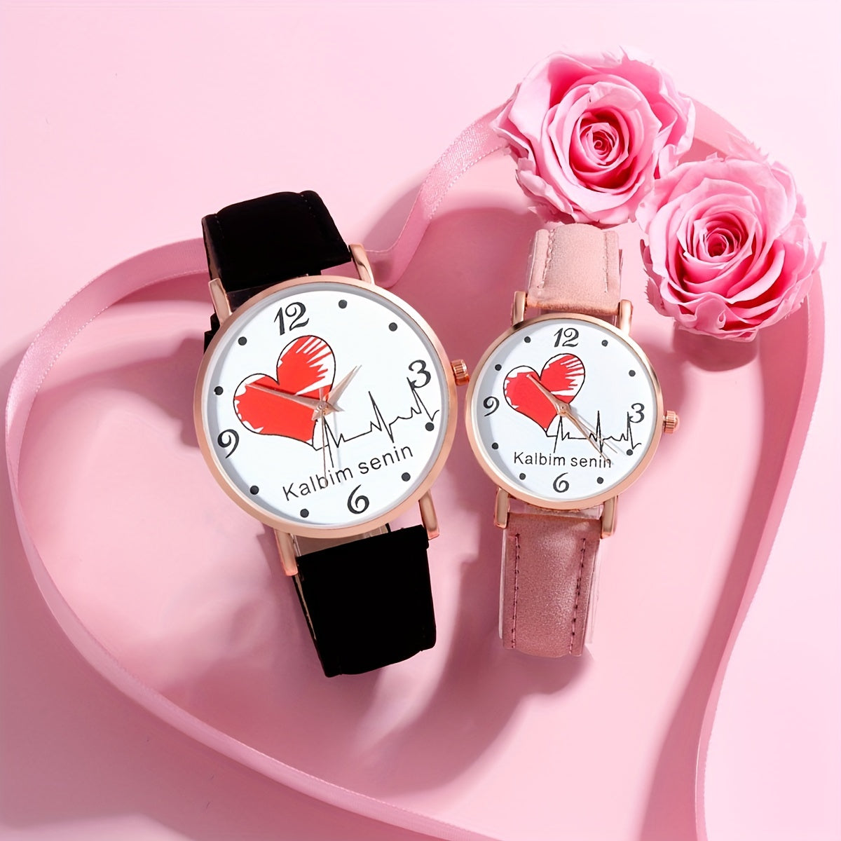 Heart Romantic Couple Digital Quartz Watch Set