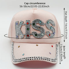 Pink Glitter KISS Patch Baseball Cap Y2K Dad Hat